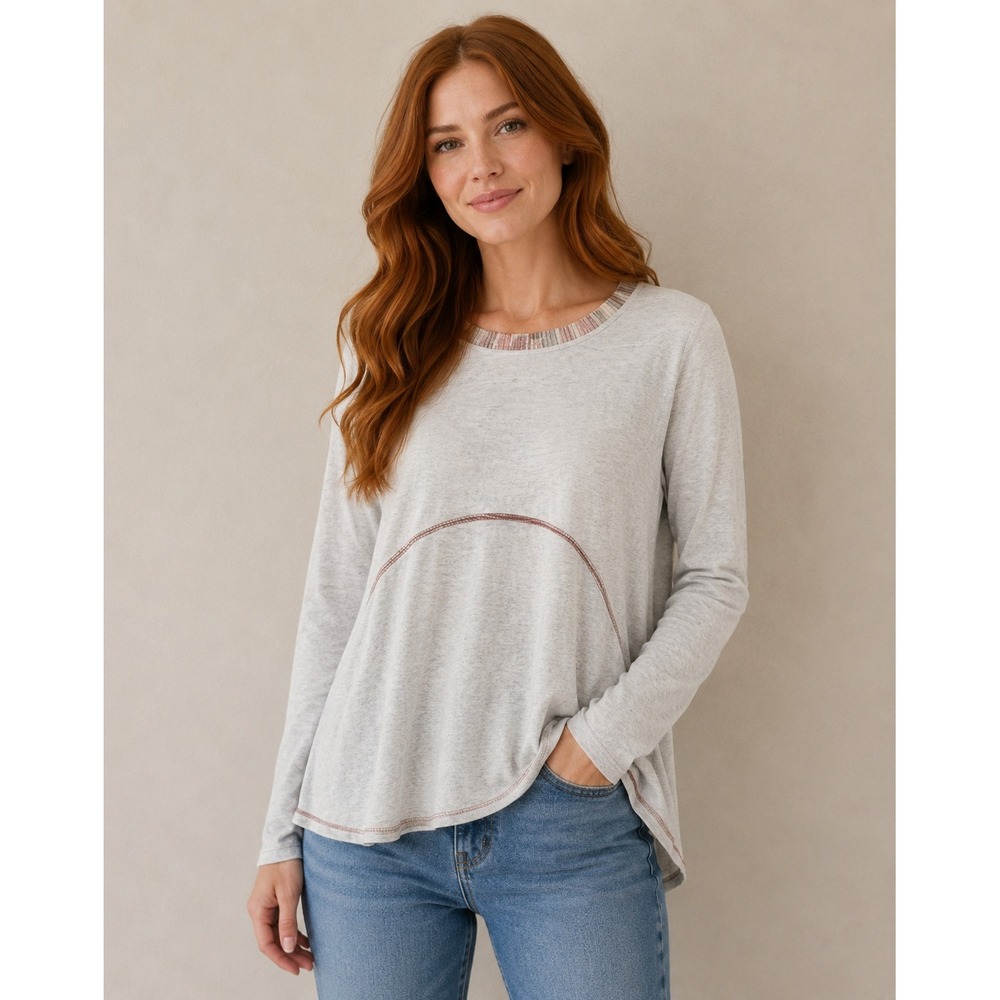 Womens Long Sleeve Flowy Tunic Relaxed Fit High Low Casual Boutique Top